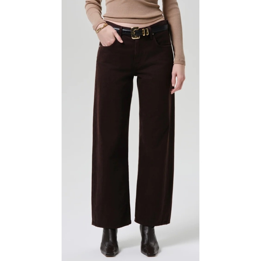 CITIZENS OF HUMANITY Lindz Easy Straight Carob Wide Leg Brown Relaxed Women's 34